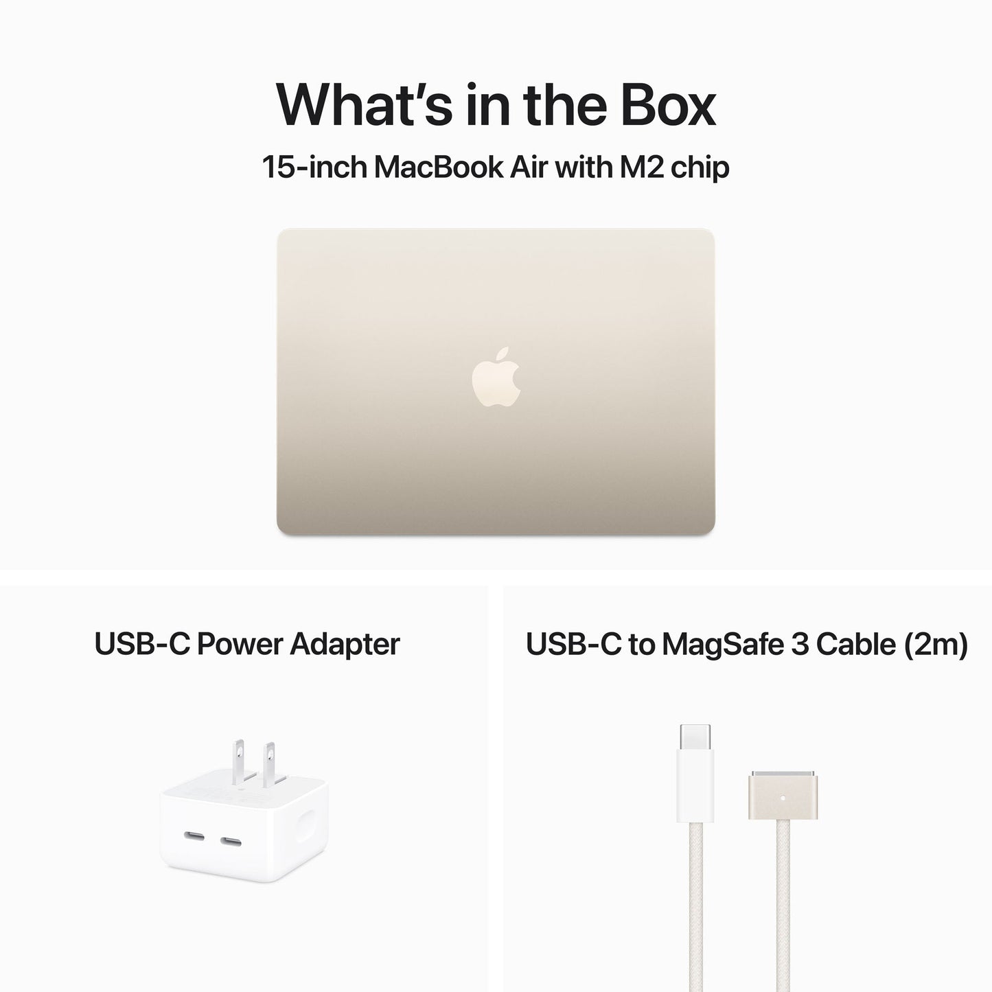 15-inch MacBook Air: Apple M2 chip with 8‑core CPU and 10‑core GPU, 256GB SSD - Starlight