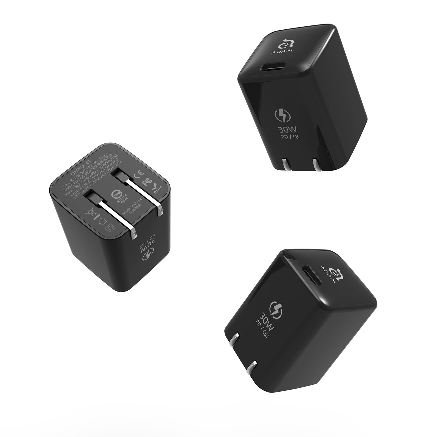 ADAM ELEMENTS Omnia X3 30W USB-C PD Wall Charger - Black