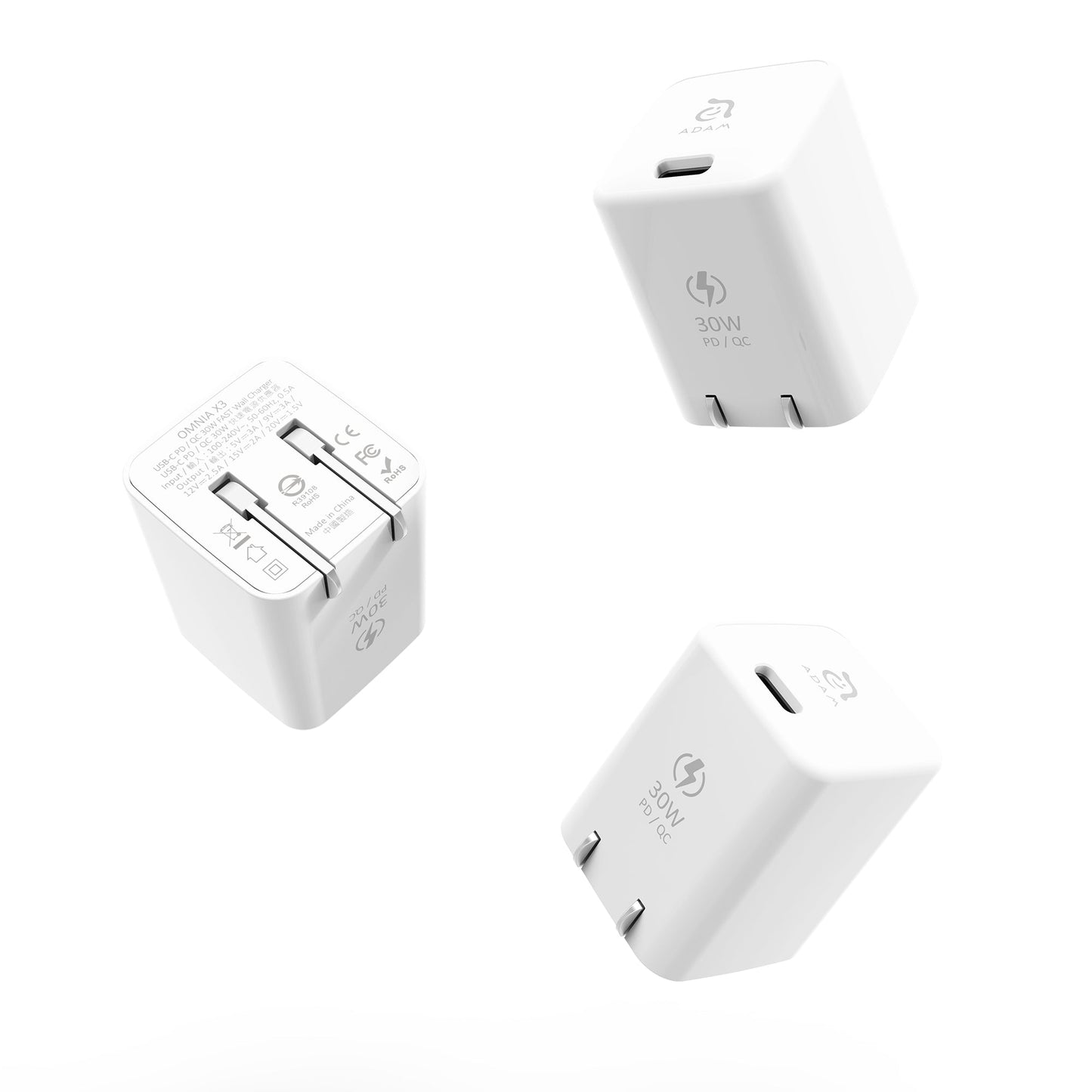 ADAM ELEMENTS Omnia X3 30W USB-C PD Wall Charger - White