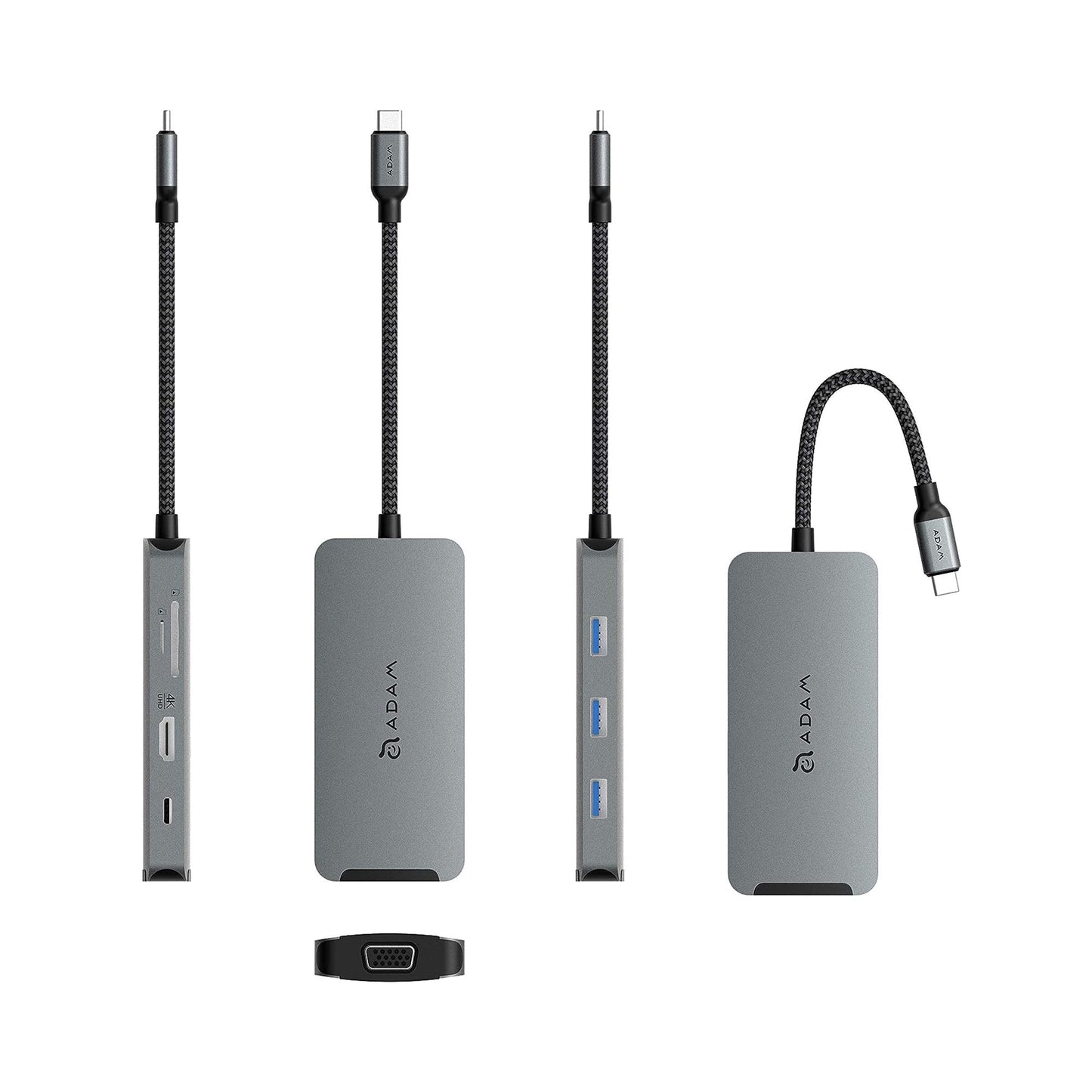 ADAM ELEMENTS Casa Hub A08 USB C 8-in-1 Hub - Grey