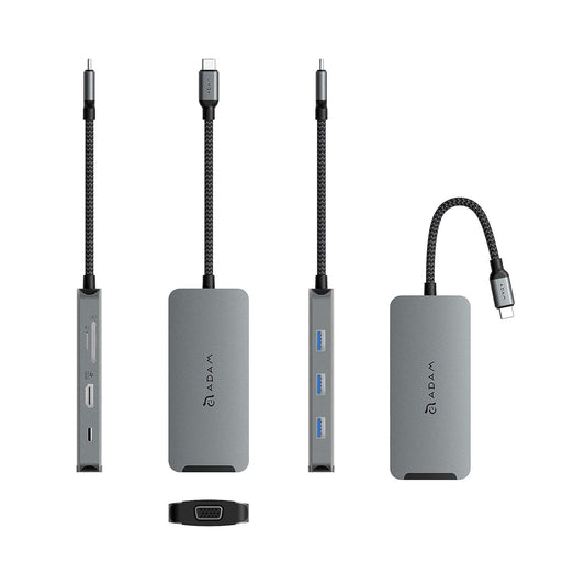 ADAM ELEMENTS Casa Hub A08 USB C 8-in-1 Hub - Grey