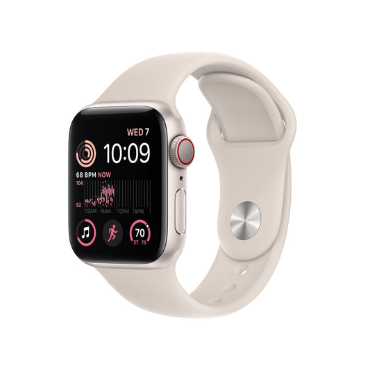 Apple Watch SE GPS + Cellular 40mm Starlight Aluminum Case with Starlight Sport Band - Regular