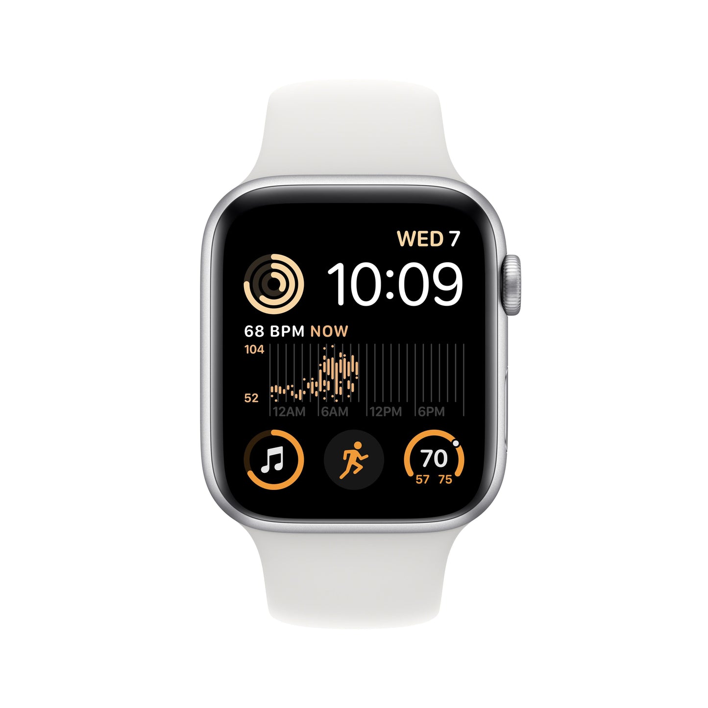 Apple Watch SE GPS + Cellular 44mm Silver Aluminum Case with White Sport Band - Regular