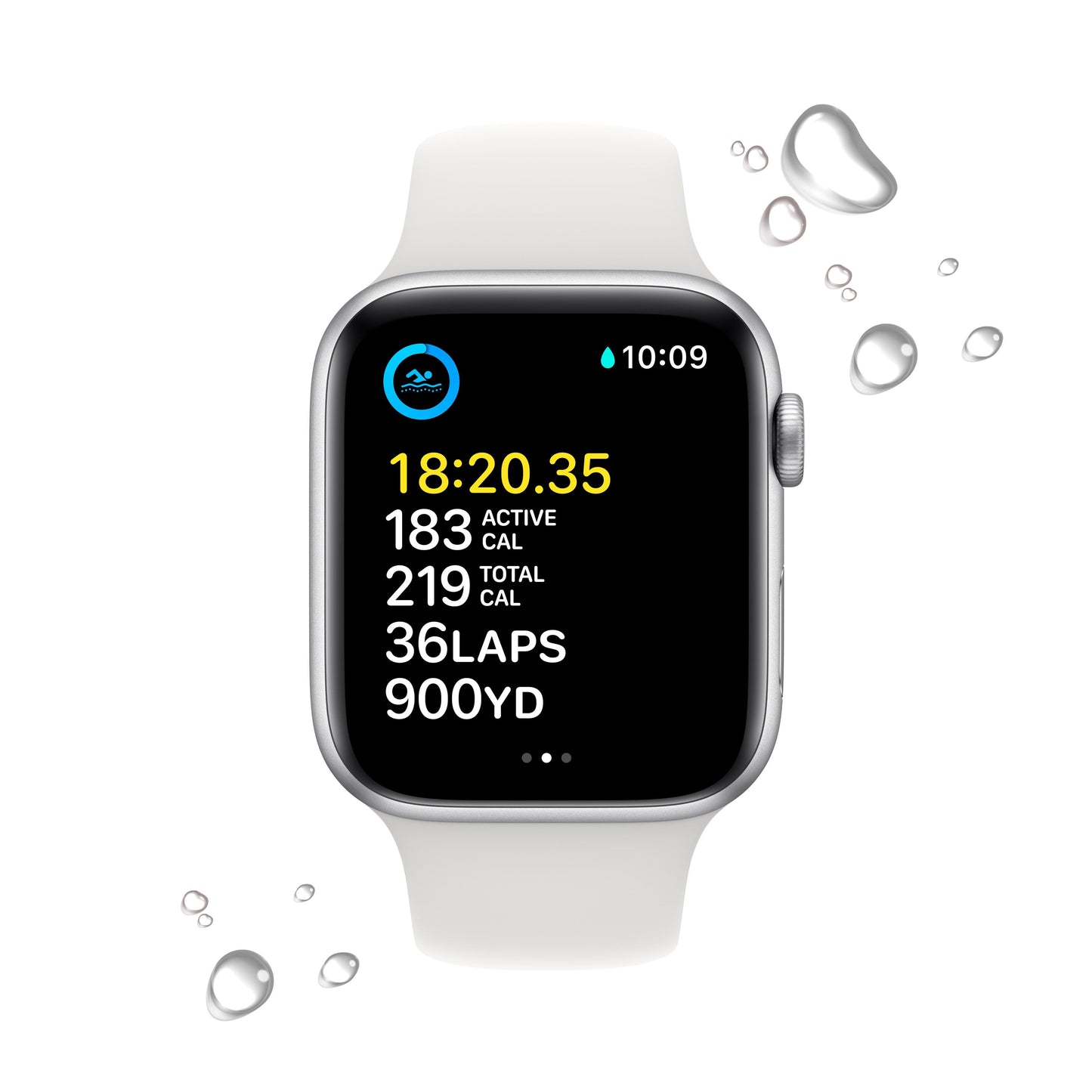 Apple Watch SE GPS + Cellular 44mm Silver Aluminum Case with White Sport Band - Regular