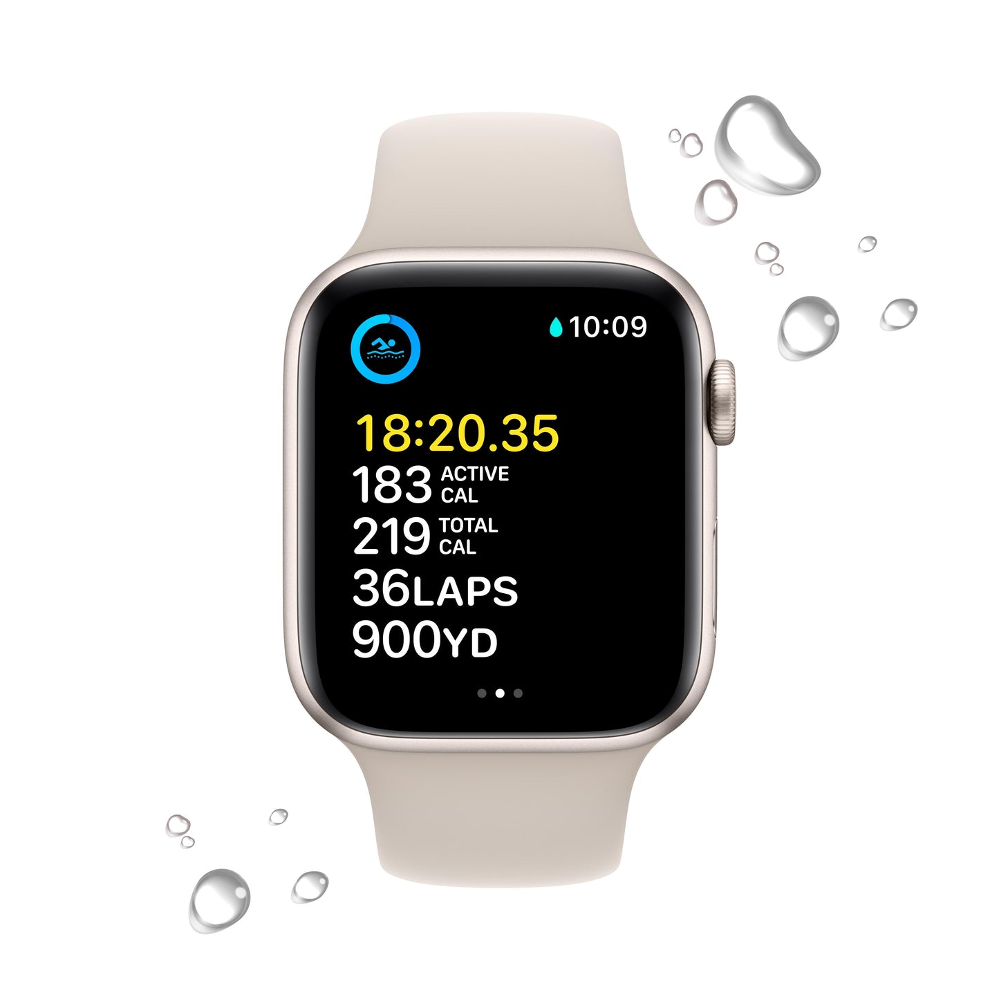 Apple Watch SE GPS + Cellular 44mm Starlight Aluminum Case with Starlight Sport Band - Regular