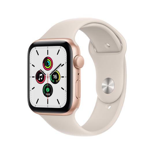 Apple Watch SE GPS, 44mm Gold Aluminum Case with Starlight Sport Band - Regular