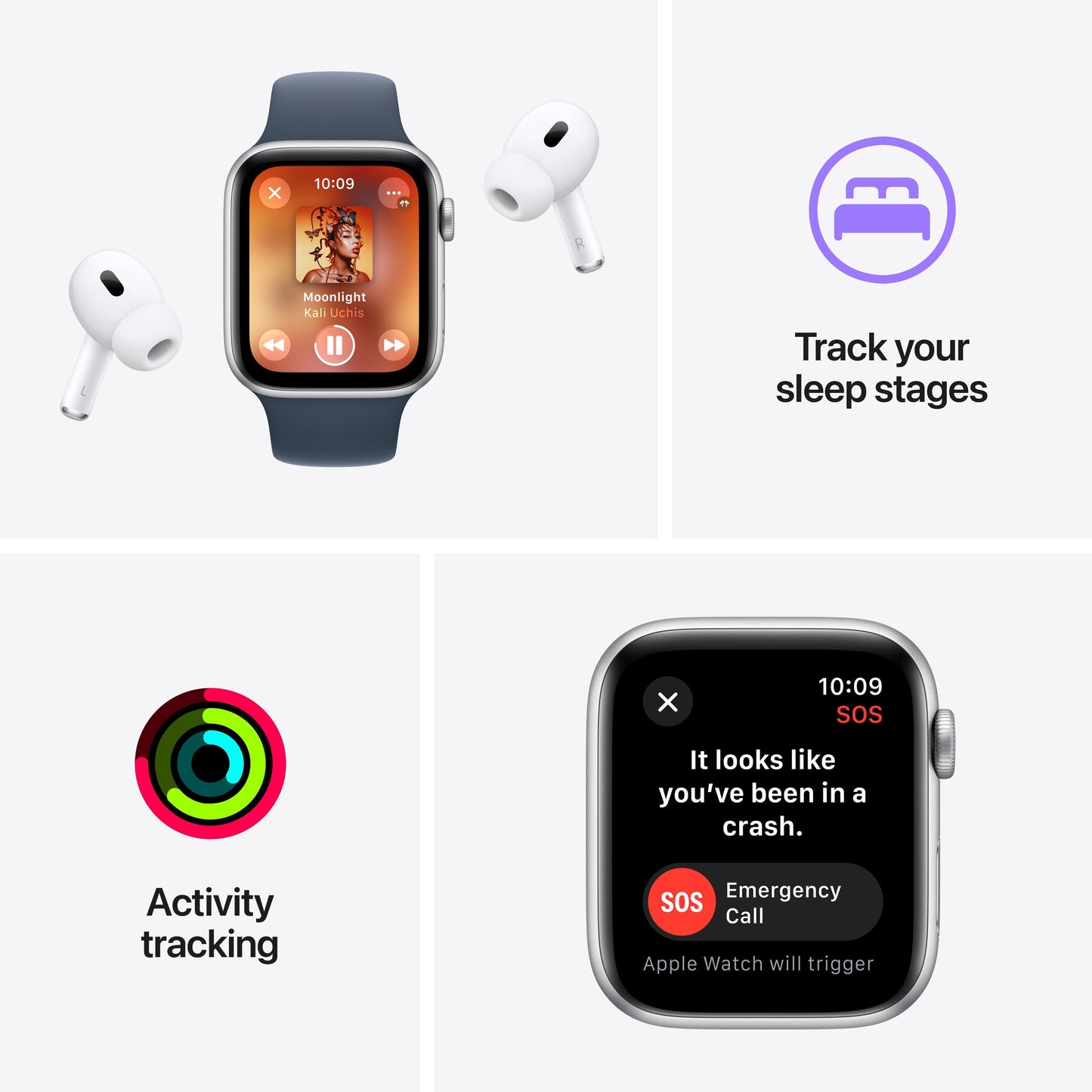 Apple Watch SE GPS 44mm Midnight Aluminum Case with Midnight Sport Loop