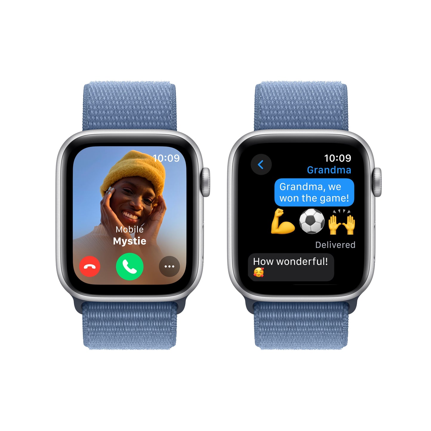 Apple Watch SE GPS 44mm Silver Aluminum Case with Winter Blue Sport Loop