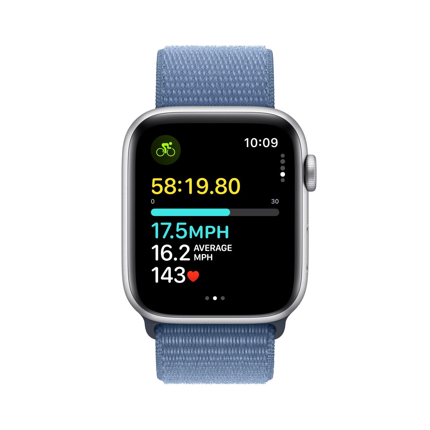 Apple Watch SE GPS 44mm Silver Aluminum Case with Winter Blue Sport Loop
