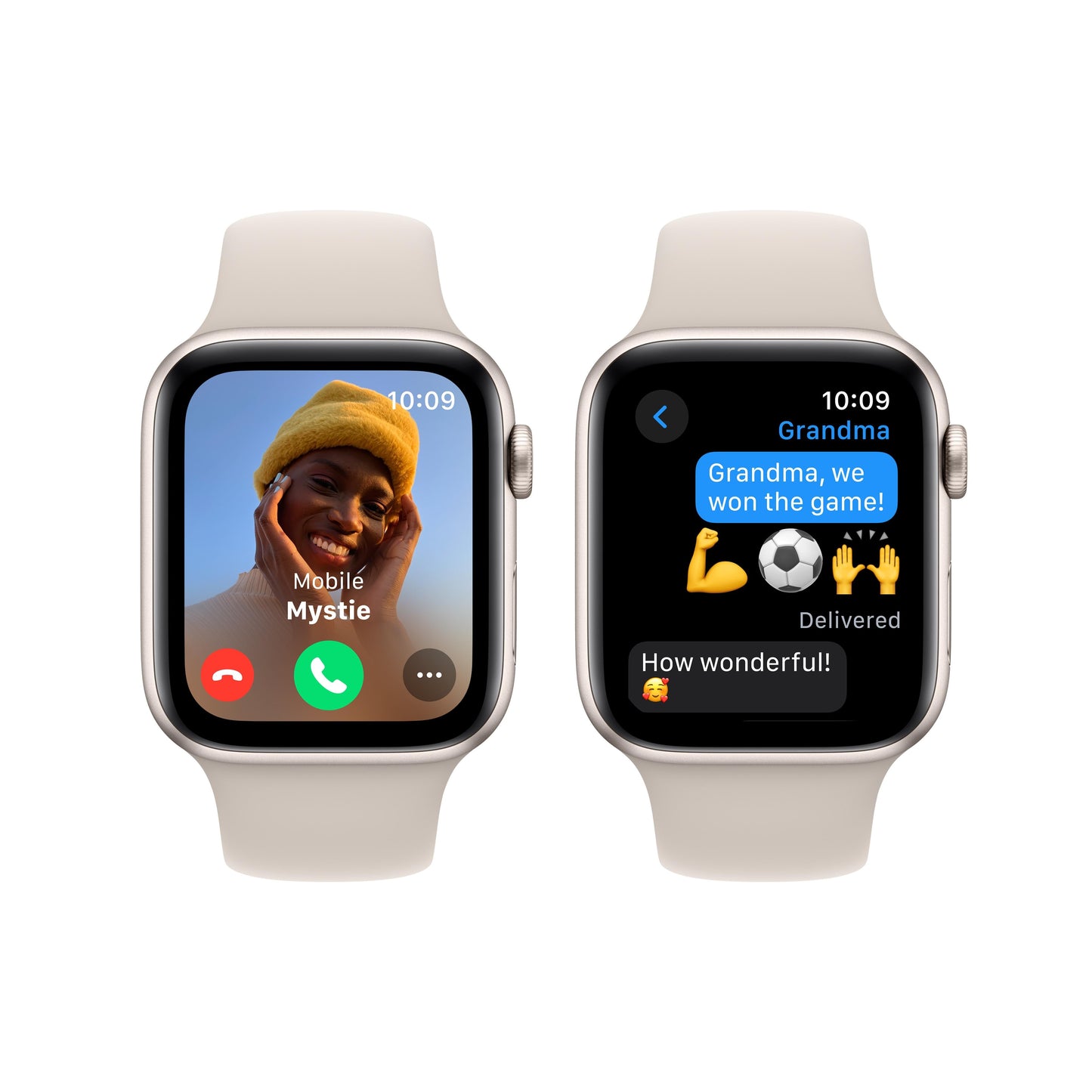 Apple Watch SE GPS 44mm Starlight Aluminum Case with Starlight Sport Band - S/M