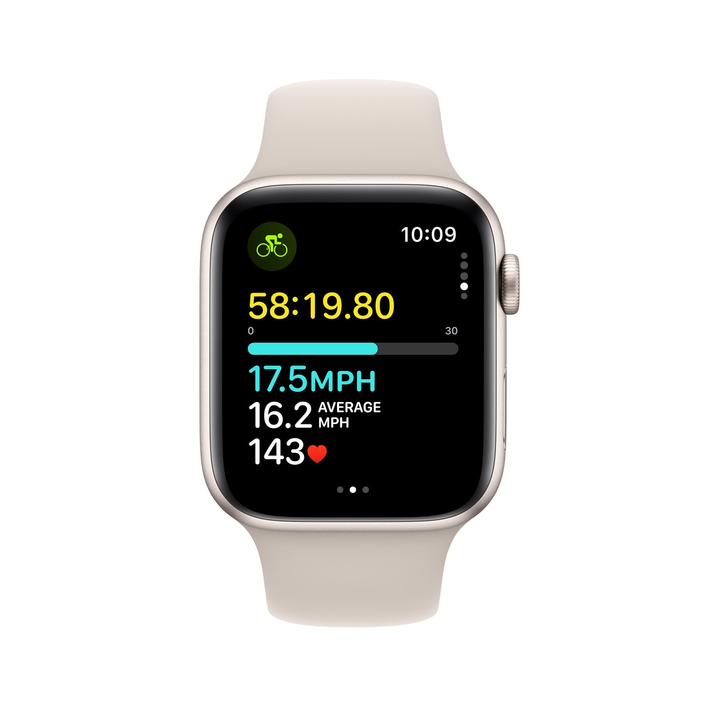 Apple Watch SE GPS 44mm Starlight Aluminum Case with Starlight Sport Band - S/M