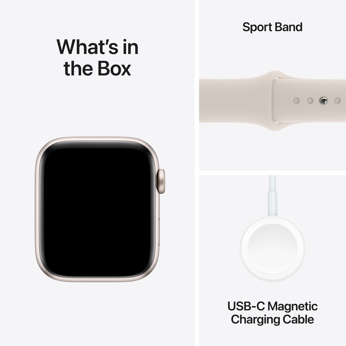 Apple Watch SE GPS 44mm Starlight Aluminum Case with Starlight Sport Band - S/M