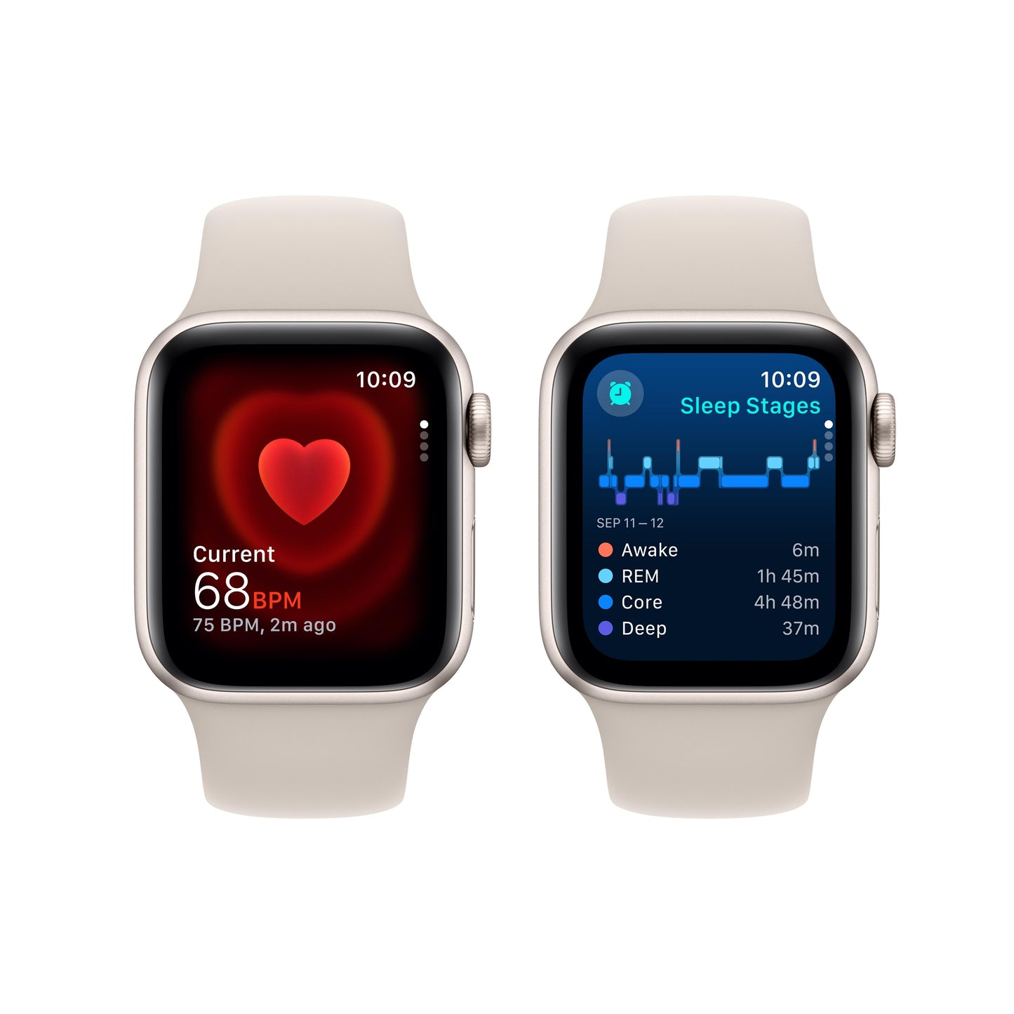 Apple Watch SE GPS + Cellular 40mm Starlight Aluminum Case with Starlight Sport Band - S/M