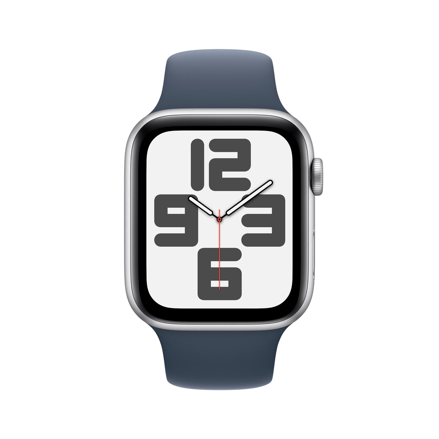 Apple Watch SE GPS + Cellular 44mm Silver Aluminum Case with Storm Blue Sport Band - M/L