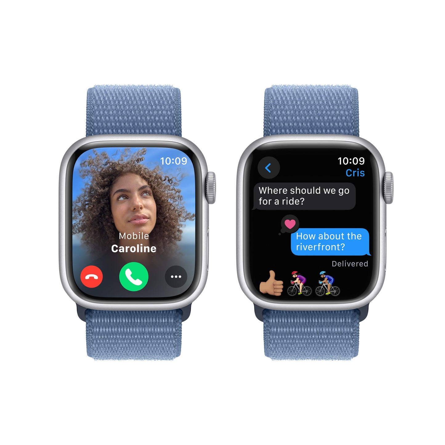 Apple Watch Series 9 GPS 41mm Silver Aluminum Case with Winter Blue Sport Loop