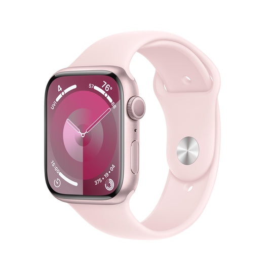 Apple Watch Series 9 GPS 45mm Pink Aluminum Case with Light Pink Sport Band - S/M