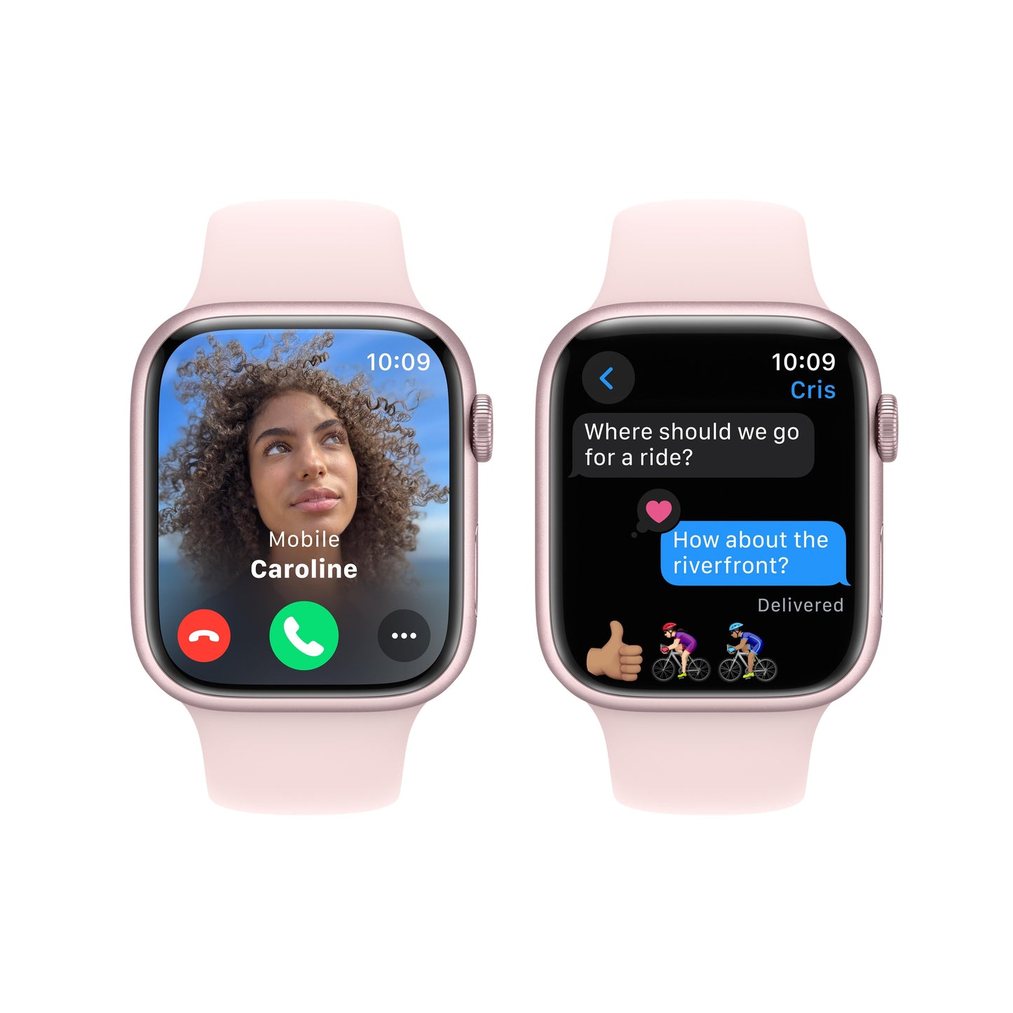 Apple Watch Series 9 GPS 45mm Pink Aluminum Case with Light Pink Sport Band - S/M