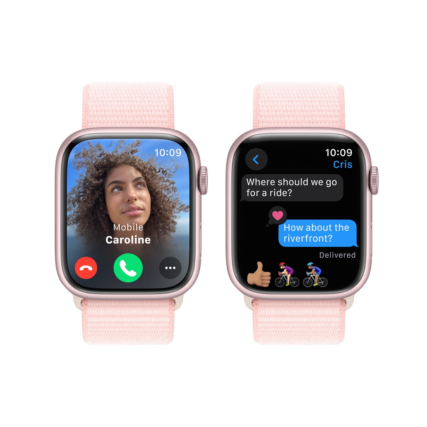 Apple Watch Series 9 GPS 45mm Pink Aluminum Case with Light Pink Sport Loop
