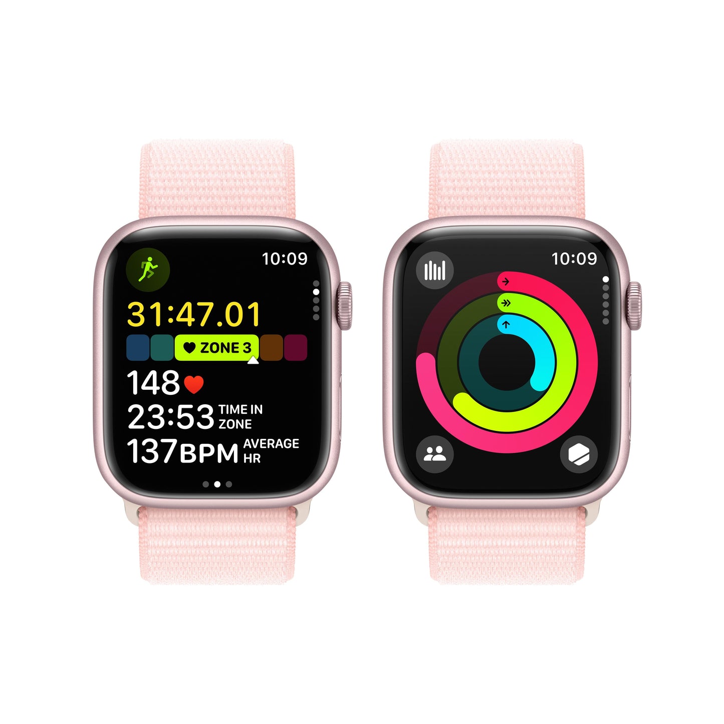 Apple Watch Series 9 GPS 45mm Pink Aluminum Case with Light Pink Sport Loop