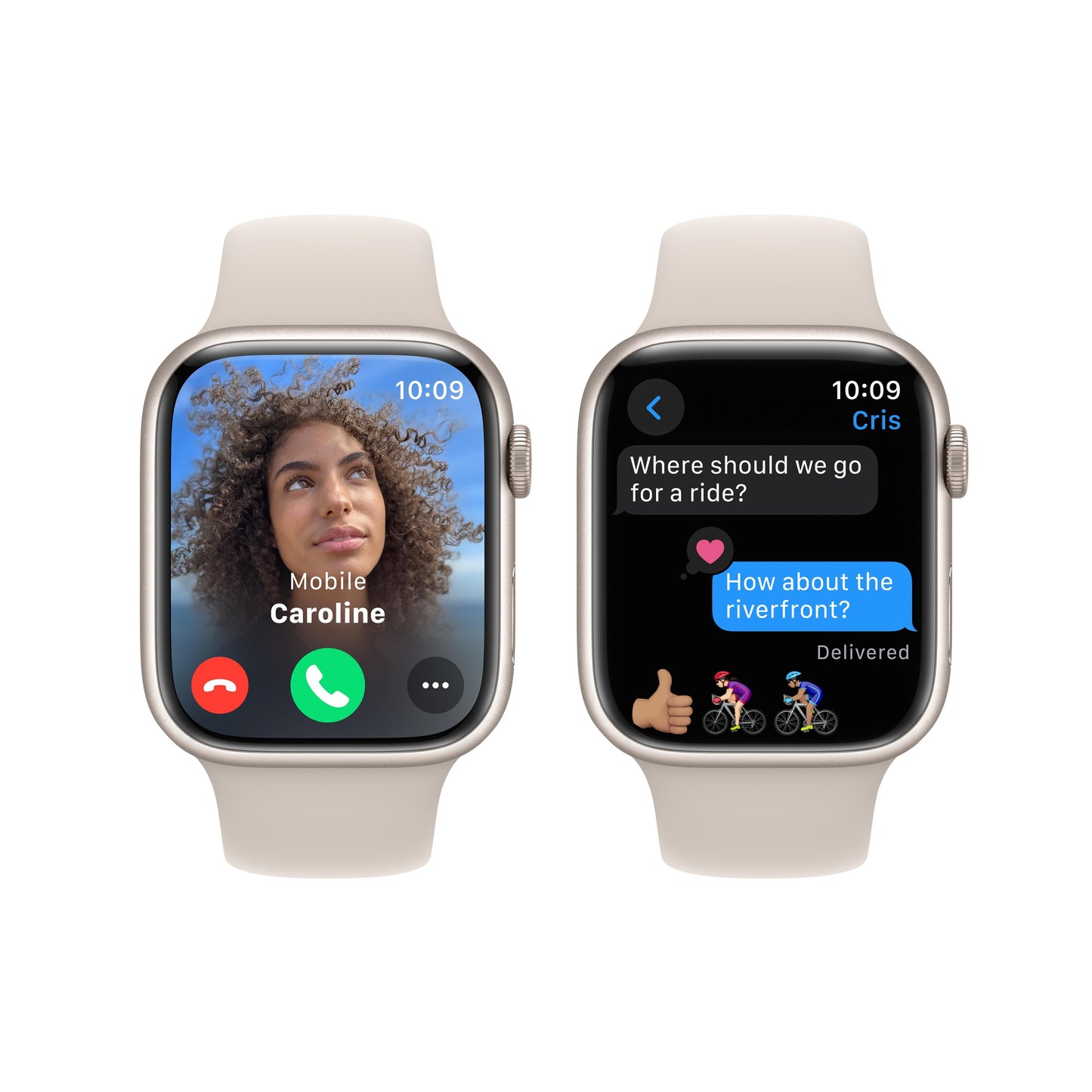 Apple Watch Series 9 GPS 45mm Starlight Aluminum Case with Starlight Sport Band - S/M