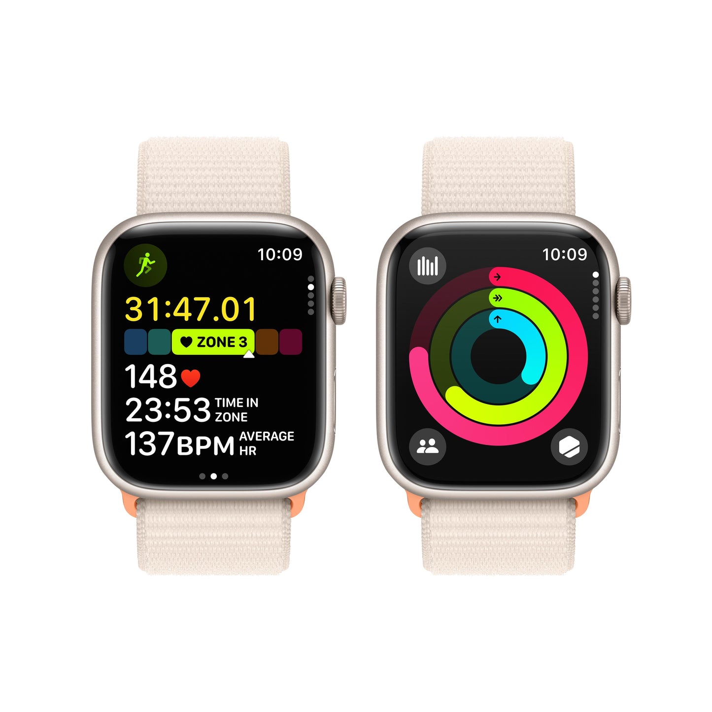 Apple Watch Series 9 GPS 45mm Starlight Aluminum Case with Starlight Sport Loop