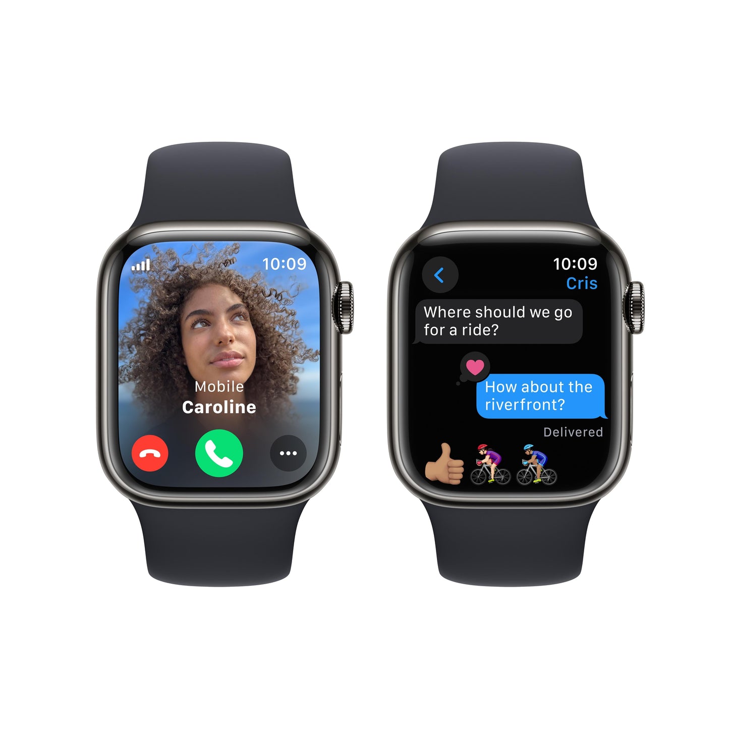 Apple Watch Series 9 GPS + Cellular 41mm Graphite Stainless Steel Case with Midnight Sport Band - M/L