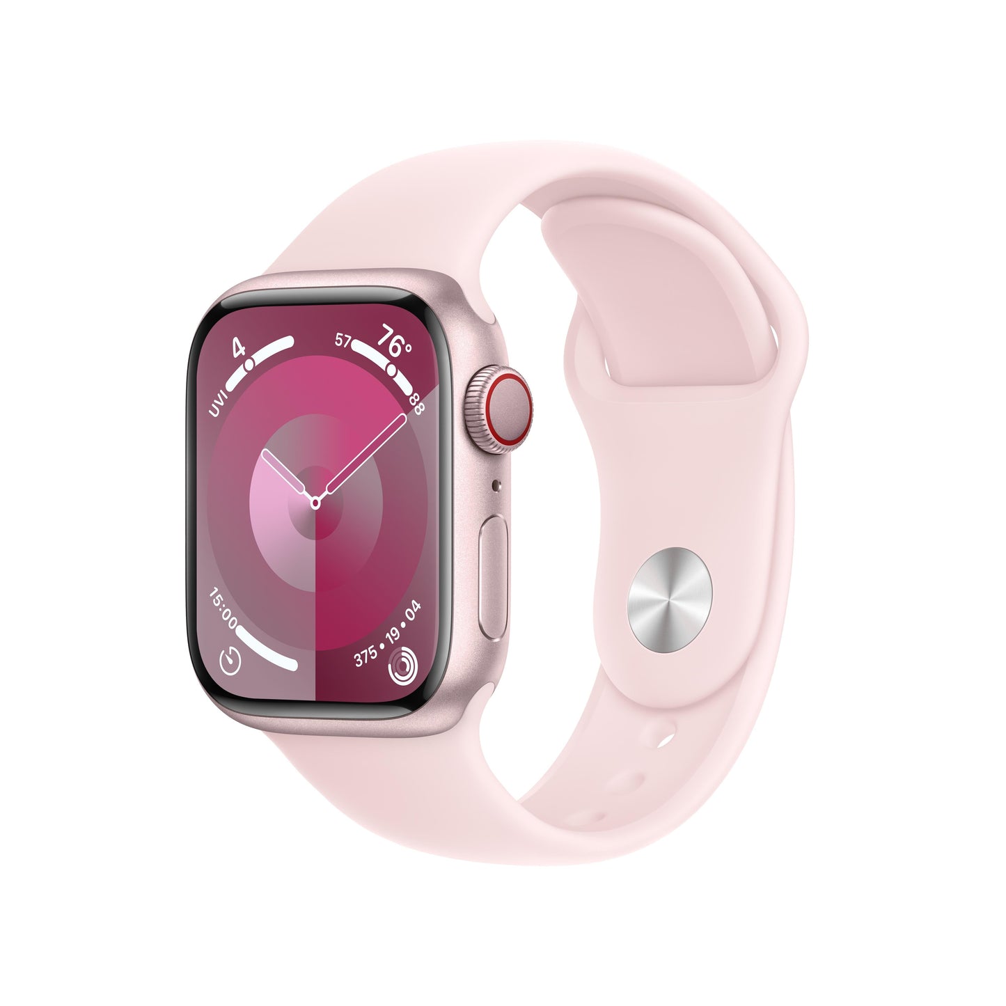 Apple Watch Series 9 GPS + Cellular 41mm Pink Aluminum Case with Light Pink Sport Band - S/M
