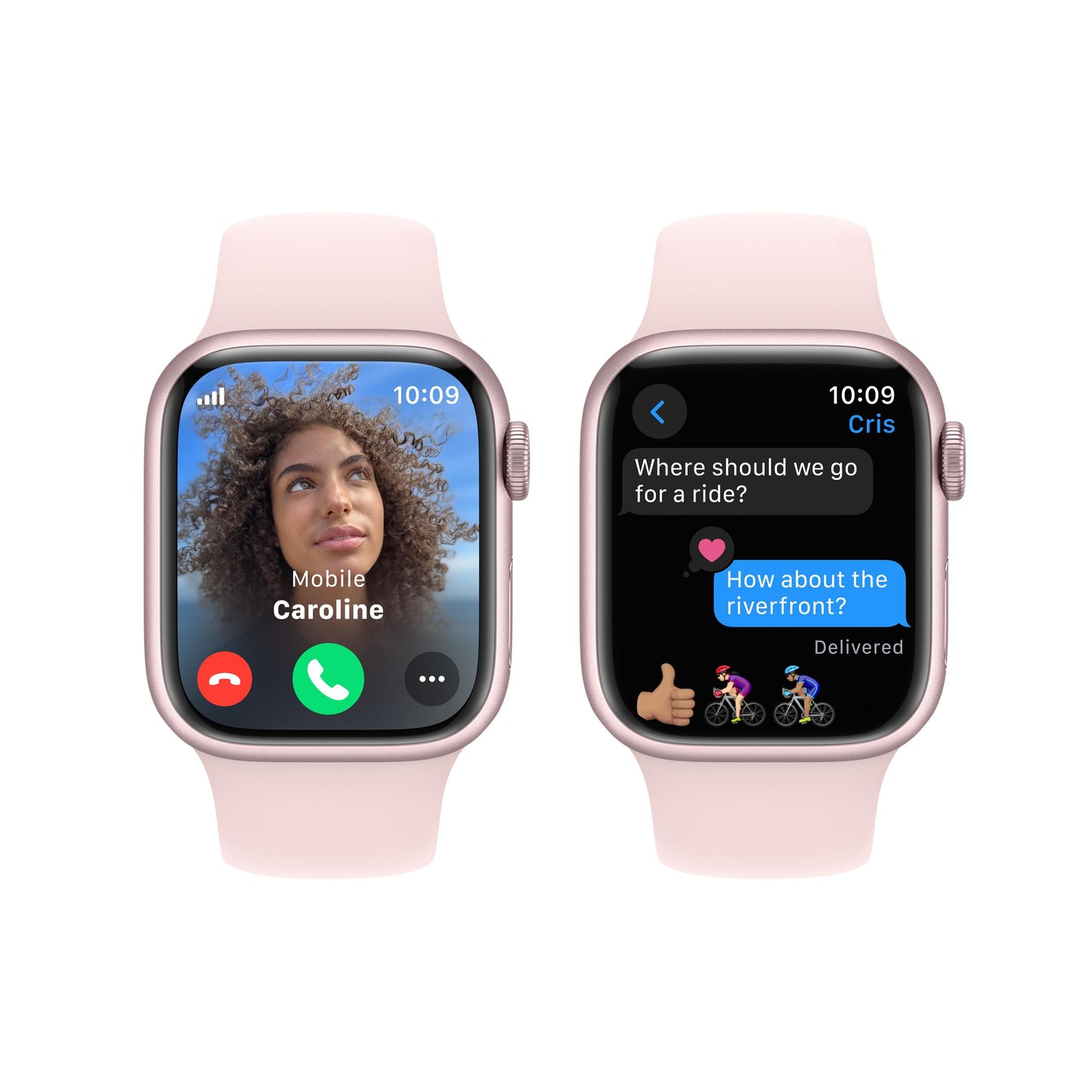 Apple Watch Series 9 GPS + Cellular 41mm Pink Aluminum Case with Light Pink Sport Band - S/M
