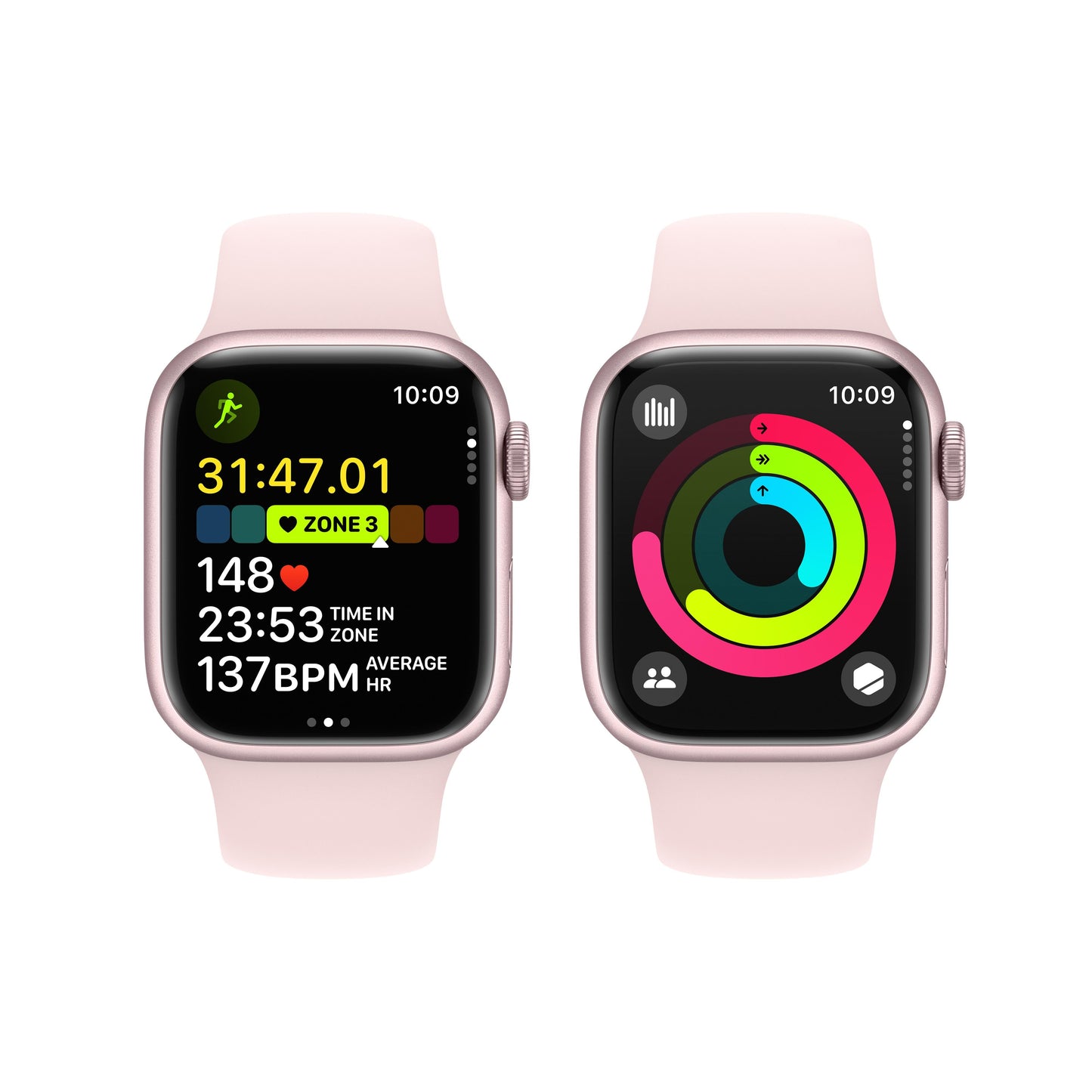 Apple Watch Series 9 GPS + Cellular 41mm Pink Aluminum Case with Light Pink Sport Band - S/M