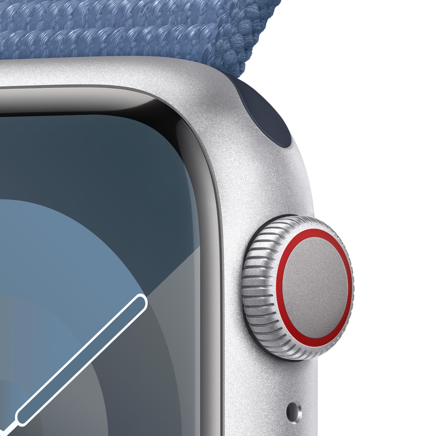 Apple Watch Series 9 GPS + Cellular 41mm Silver Aluminum Case with Winter Blue Sport Loop