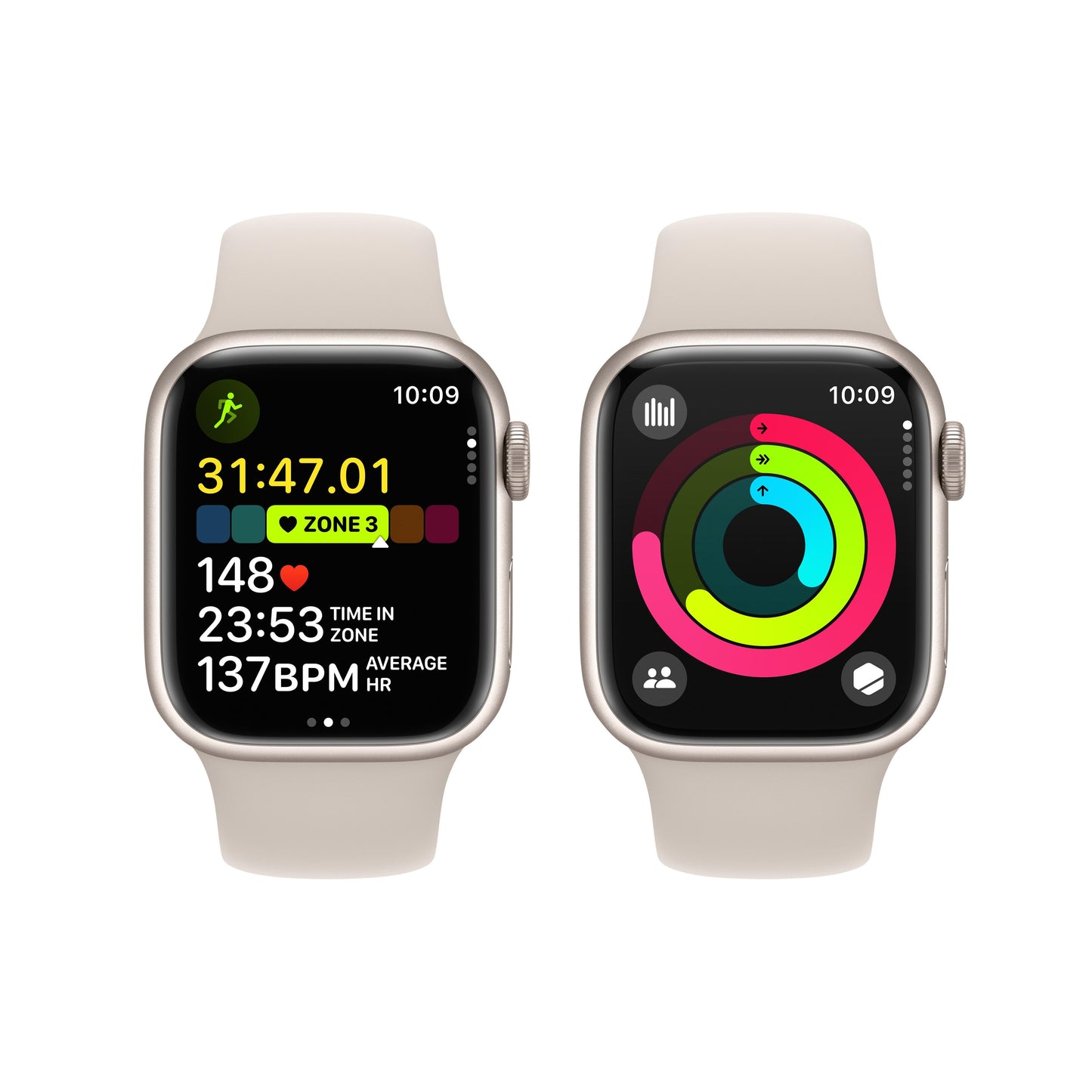 Apple Watch Series 9 GPS + Cellular 41mm Starlight Aluminum Case with Starlight Sport Band - S/M