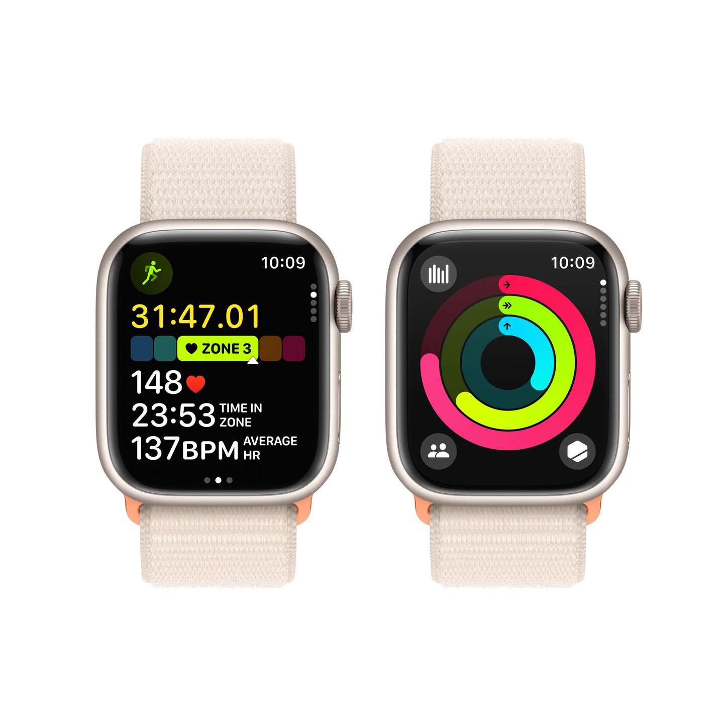 Apple Watch Series 9 GPS + Cellular 41mm Starlight Aluminum Case with Starlight Sport Loop