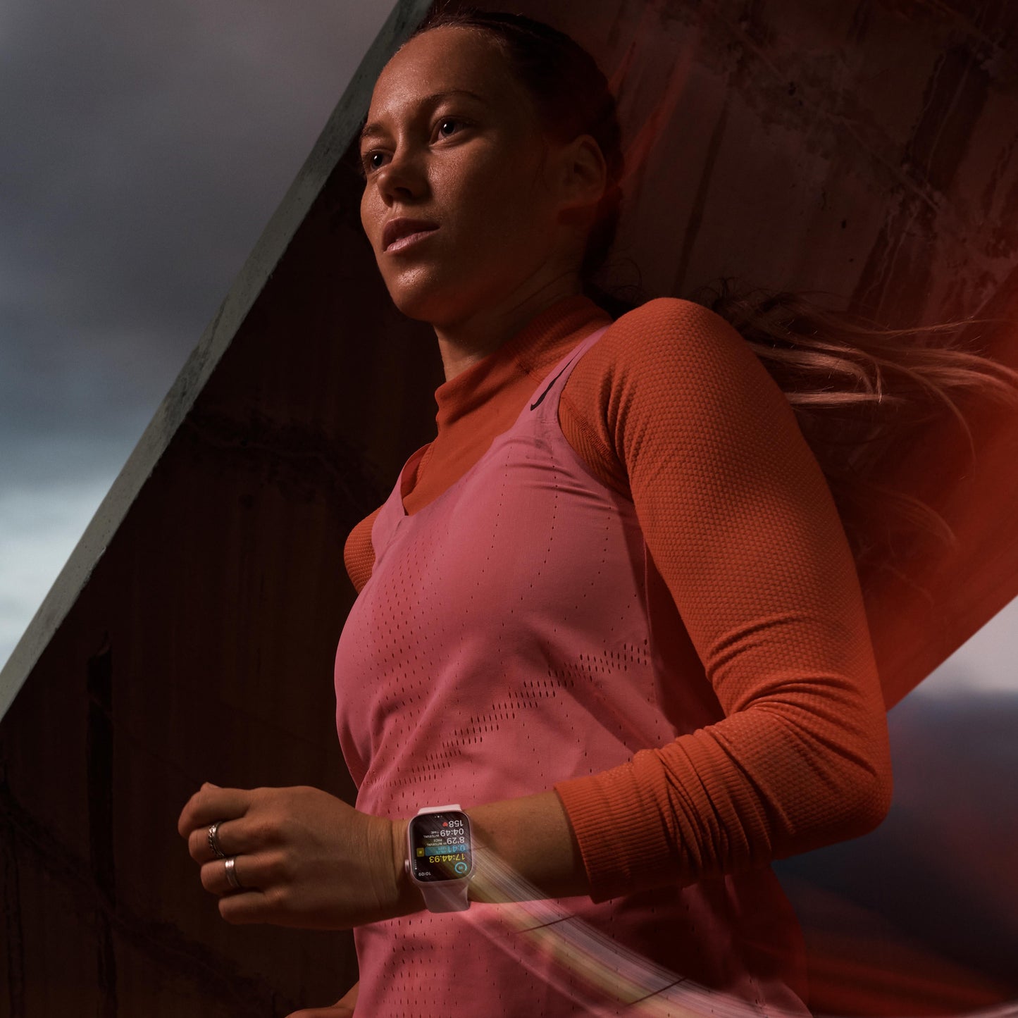 Apple Watch Series 9 GPS + Cellular 45mm Gold Stainless Steel Case with Clay Sport Band - S/M