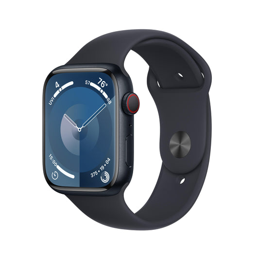 Apple Watch Series 9 GPS + Cellular 45mm Midnight Aluminum Case with Midnight Sport Band - M/L