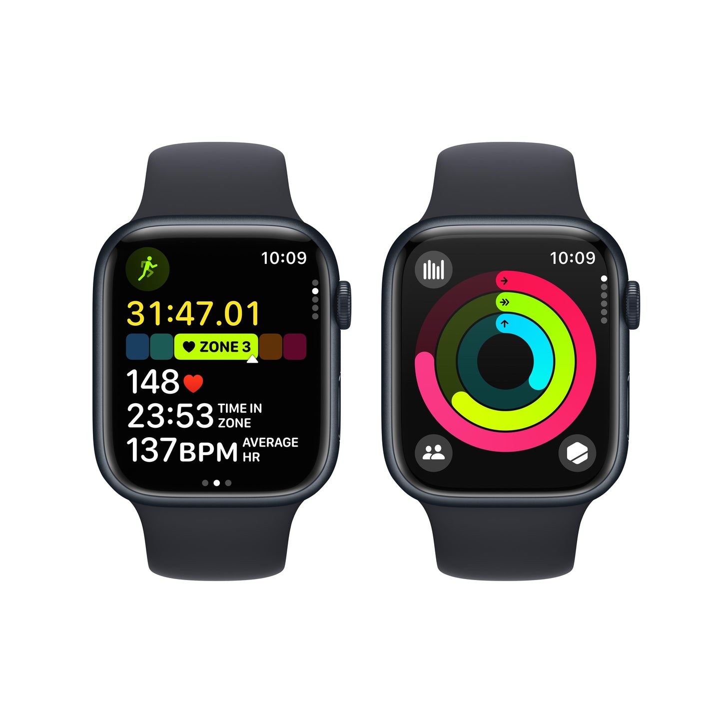 Apple Watch Series 9 GPS + Cellular 45mm Midnight Aluminum Case with Midnight Sport Band - M/L