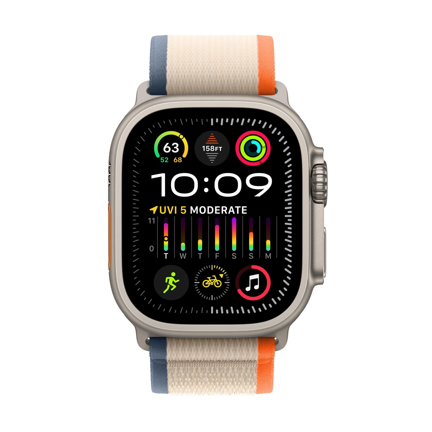 Apple Watch Ultra 2 GPS + Cellular 49mm Titanium Case with Orange/Beige Trail Loop - S/M