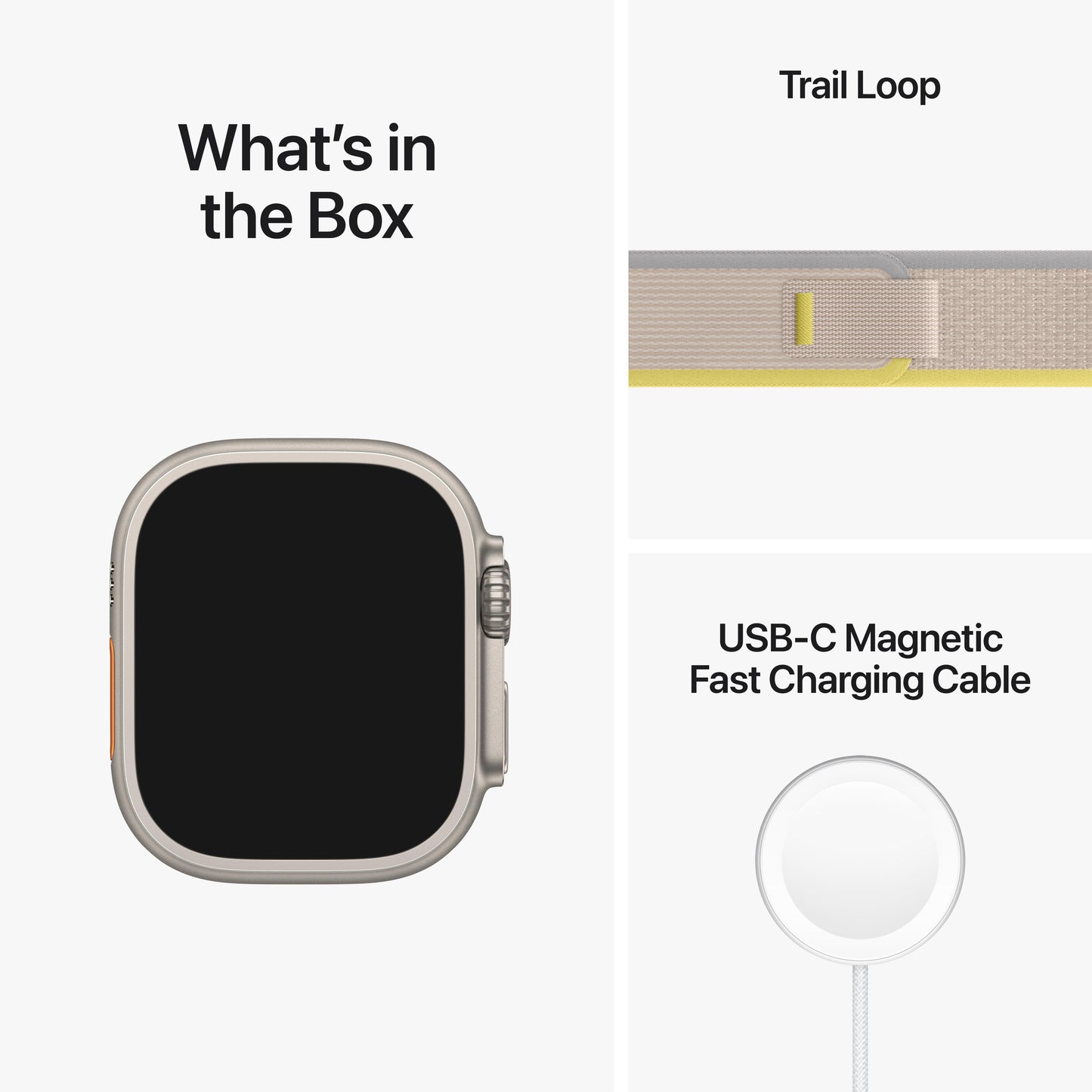 Apple Watch Ultra GPS + Cellular, 49mm Titanium Case with Yellow/Beige Trail Loop - M/L