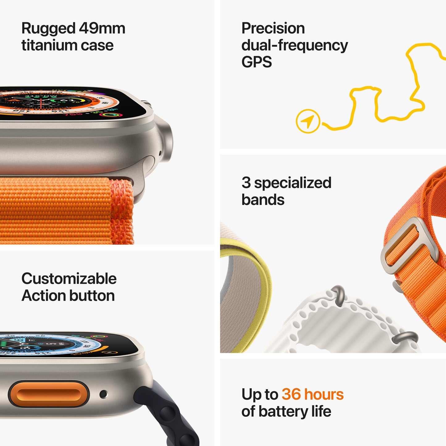 Apple Watch Ultra GPS + Cellular, 49mm Titanium Case with Orange Alpine Loop - Medium
