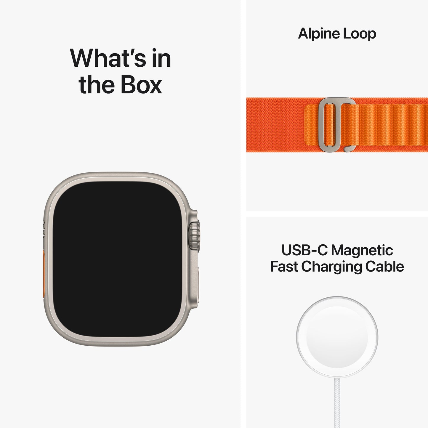 Apple Watch Ultra GPS + Cellular, 49mm Titanium Case with Orange Alpine Loop - Large