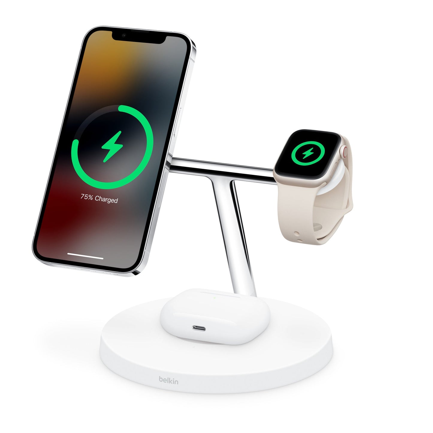 BELKIN 3-in-1 Wireless Charging Stand with MagSafe - White