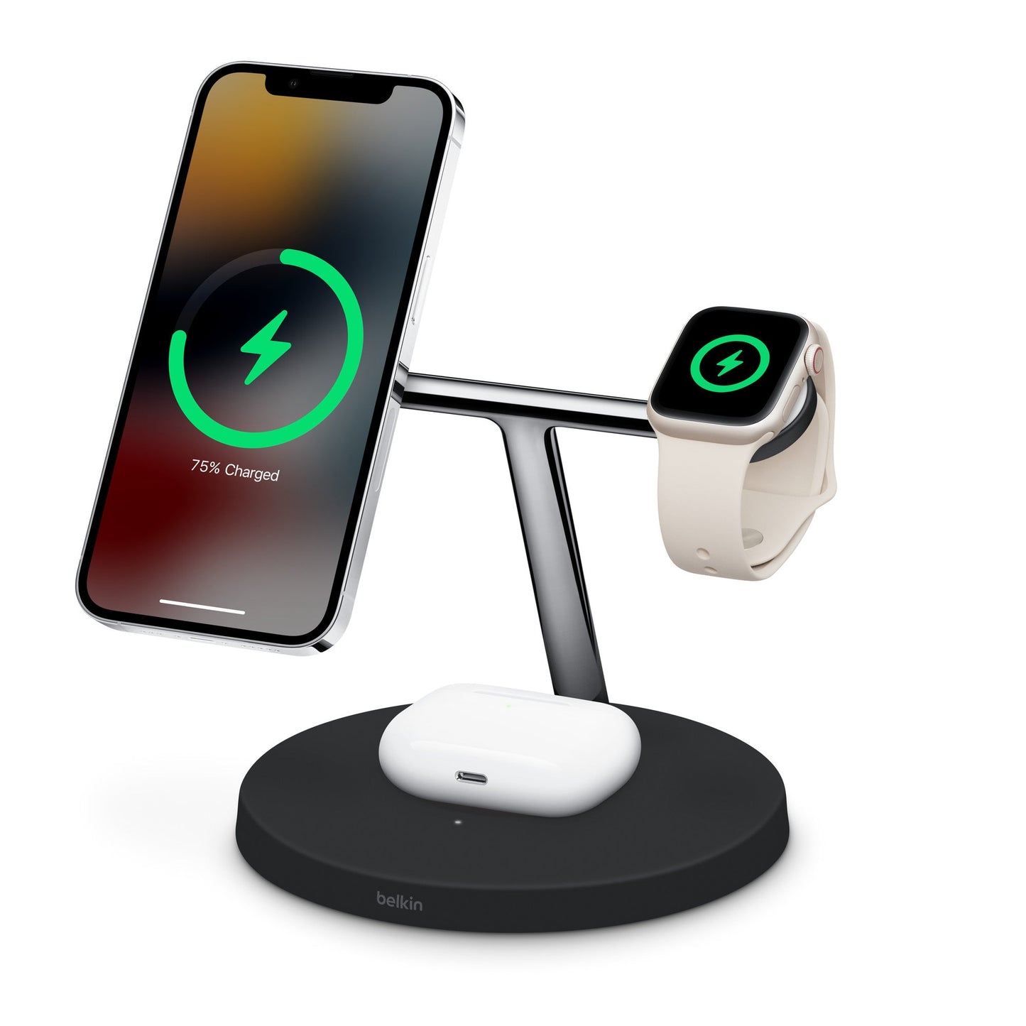 BELKIN 3-in-1 Wireless Charging Stand with MagSafe - Black