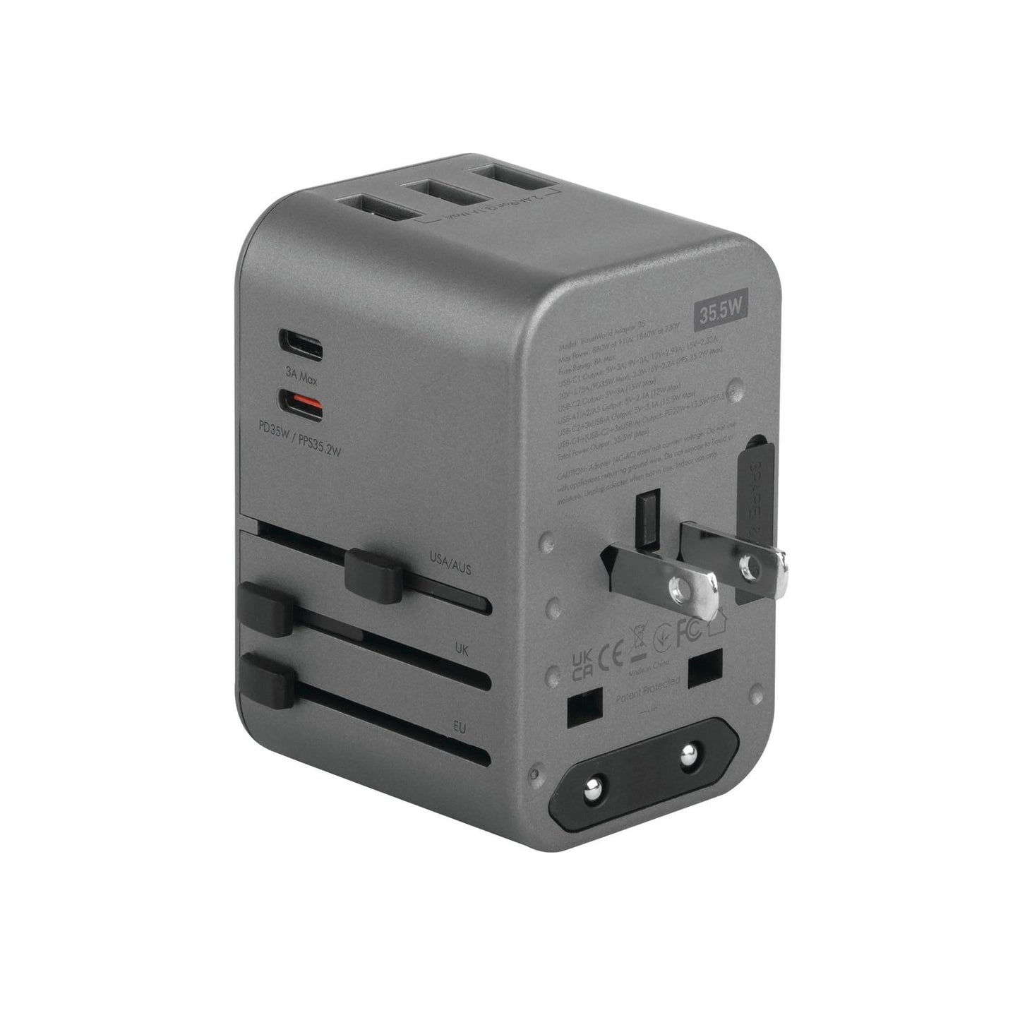 ENERGEA TravelWorld Adapter 35w - Gunmetal