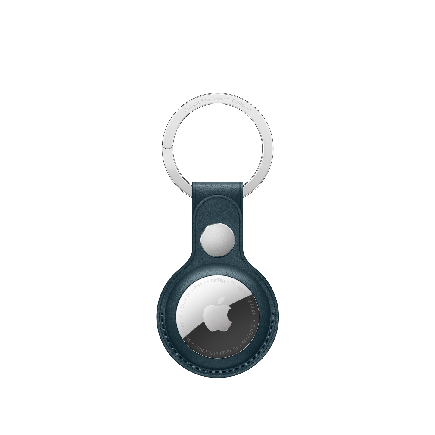 AirTag Leather Key Ring - Baltic Blue