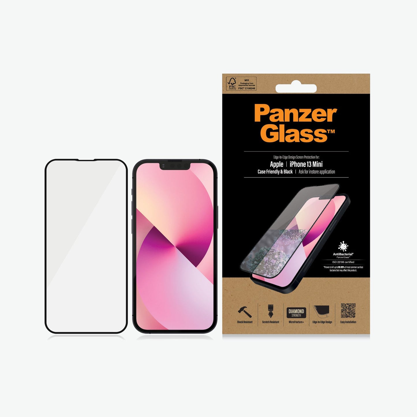 PANZERGLASS Case Friendly Black for iPhone 13 mini - Clear