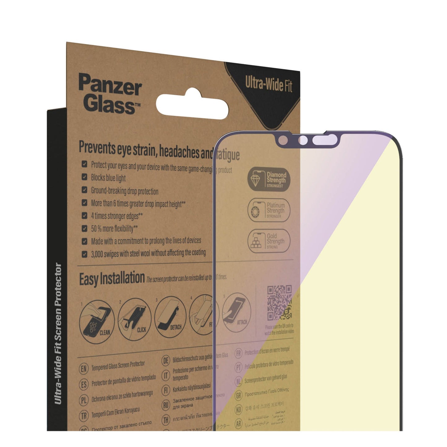 PANZERGLASS Ultra-Wide Fit Anti-Bluelight (wA) for iPhone 14 Plus - Clear