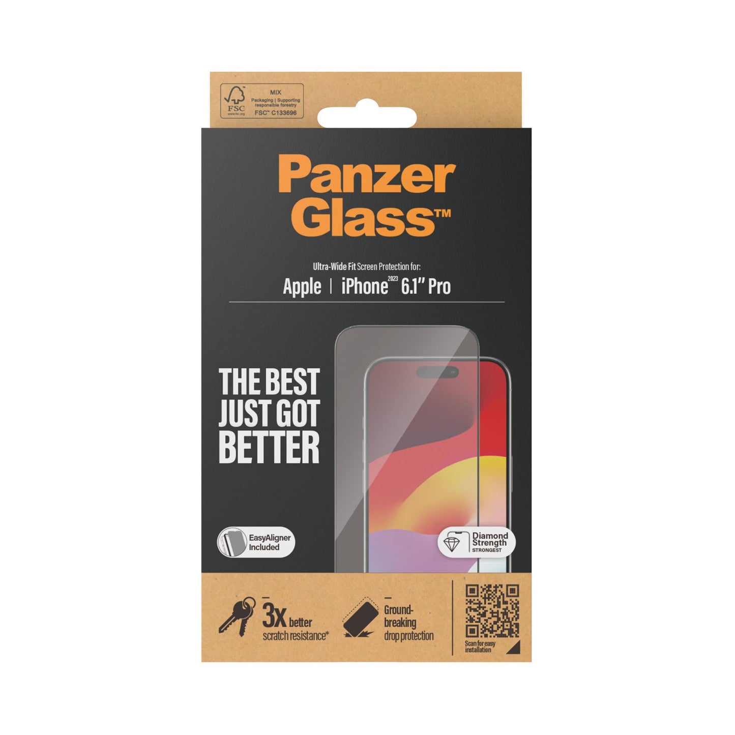 PANZERGLASS Ultra-Wide Fit for iPhone 15 Pro - Clear