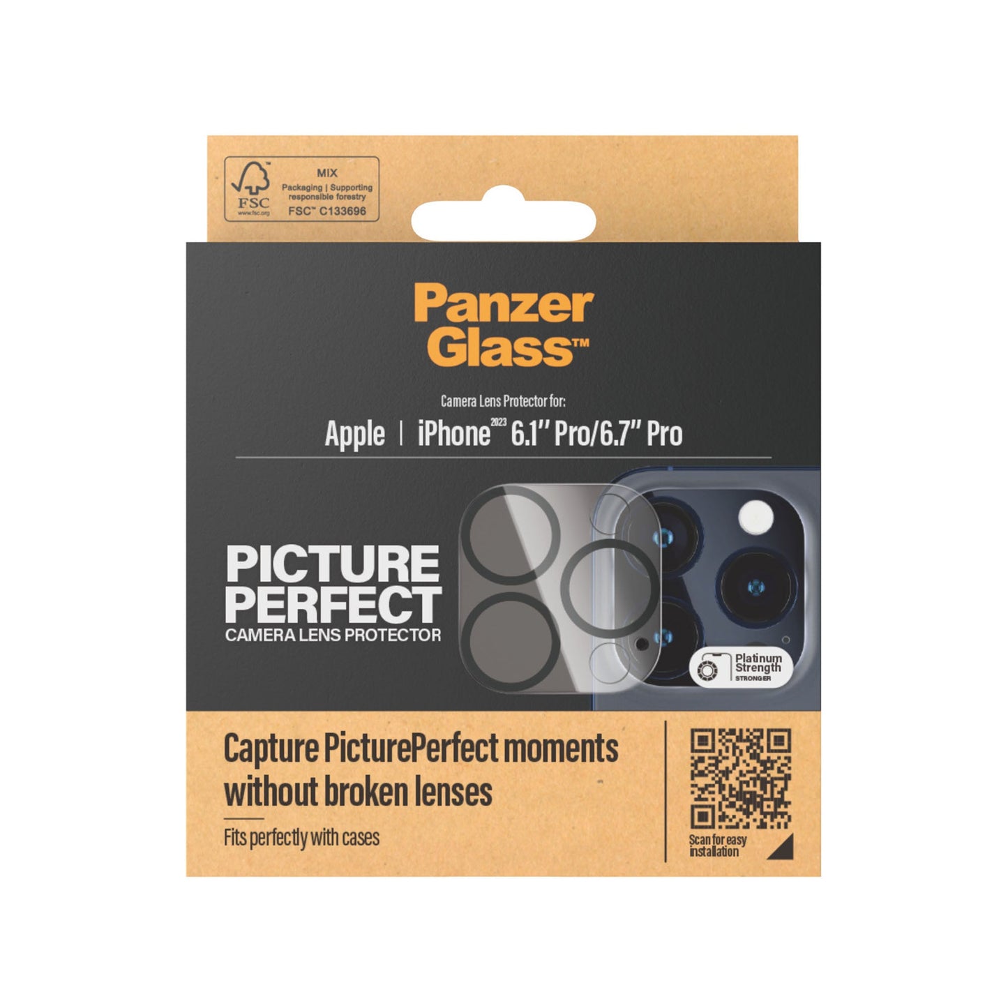 PANZERGLASS PicturePerfect Camera Lens Protector for iPhone 15 Pro / 15 Pro Max - Black