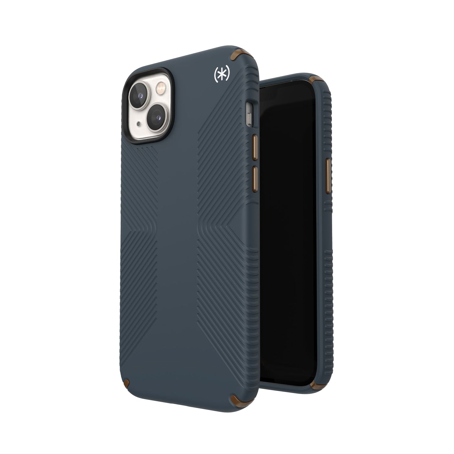 SPECK Presidio2 Grip Case for iPhone 14 Plus- Charcoal/Cool Bronze/White