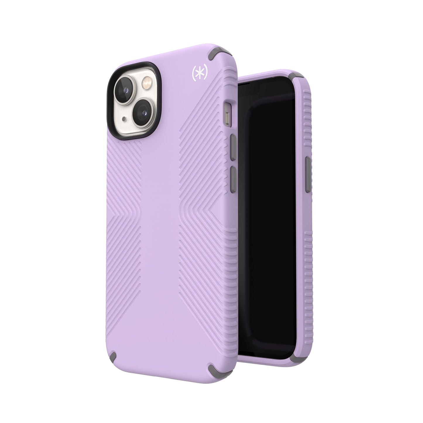 SPECK Presidio2 Grip Case for iPhone 14 - Spring Purple/Cloudy Grey/White