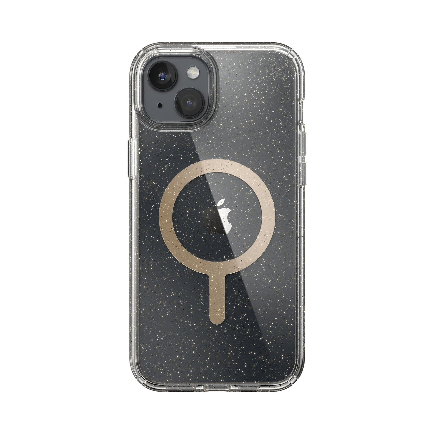 SPECK Presidio Lux Glitter with MagSafe for iPhone 15 Plus - Clear/Gold Glitter/Beige Sweater